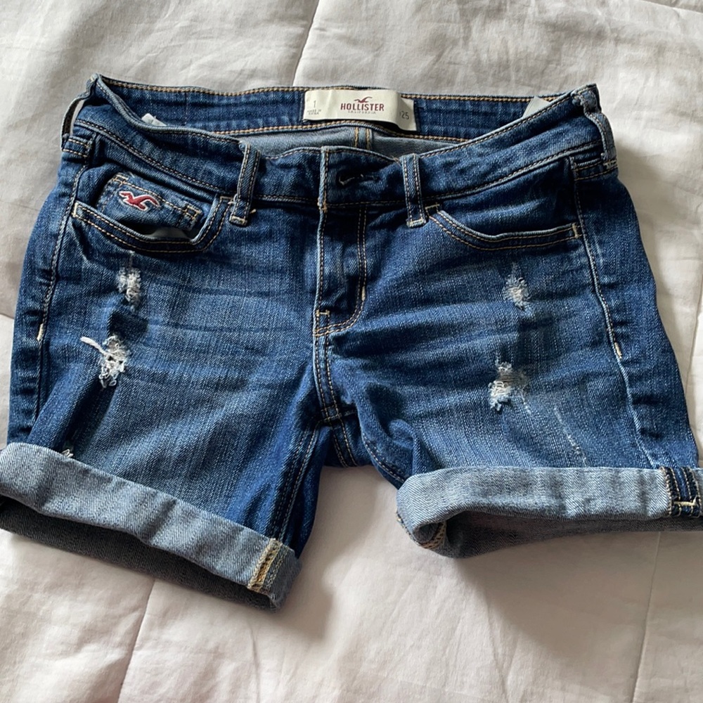 Hollister blue low rise jean shorts